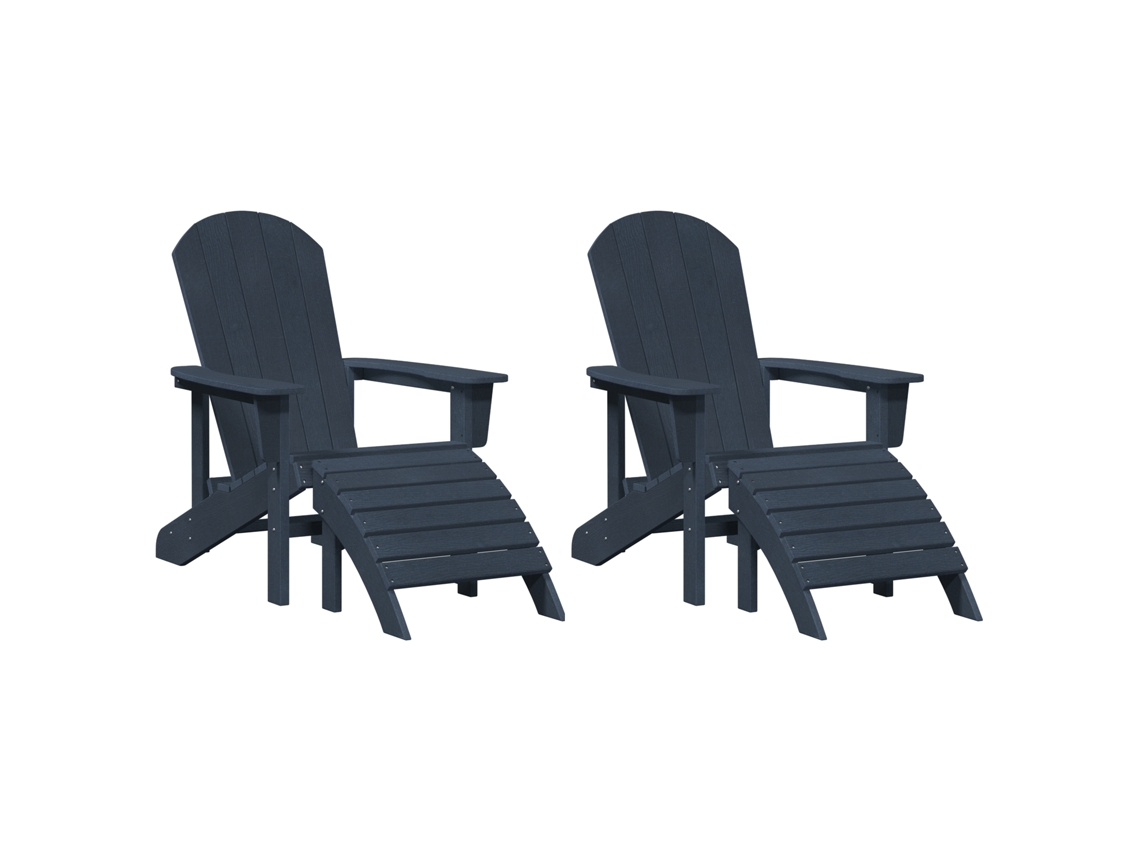 Conjunto 2 Cadeira De Jardim Vidaxl Azul-marinho Polietileno (83 X 74 X 92 Cm)