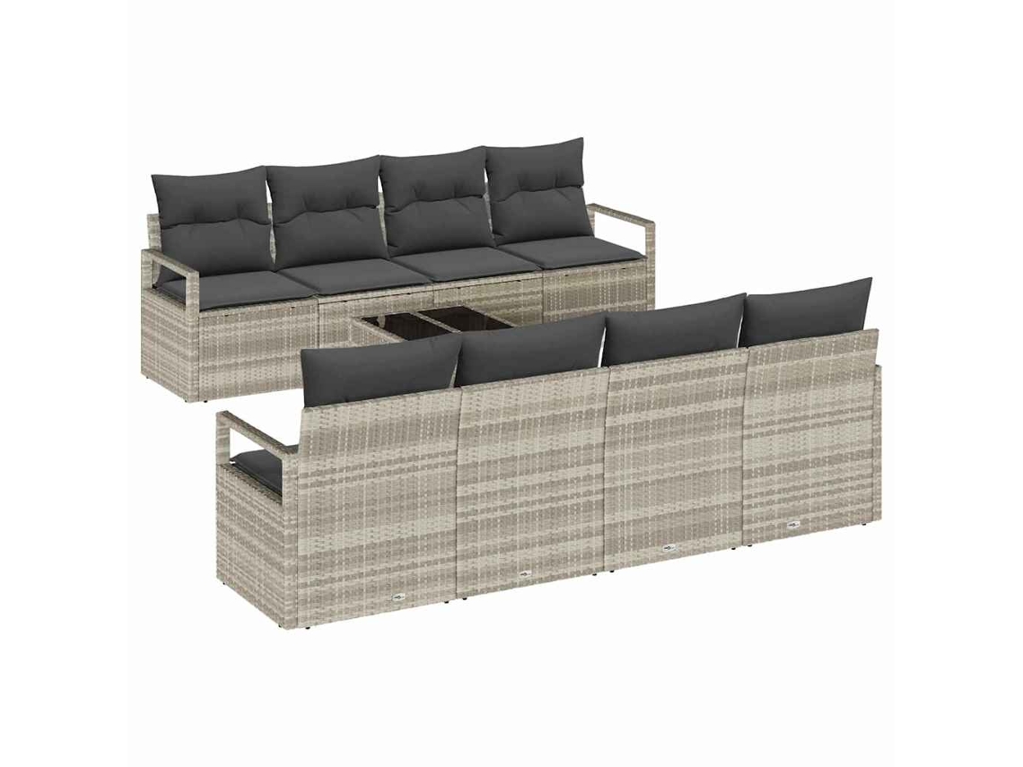 Maison Exclusive - Conjunto De Sofás Com Almofada 7 Pcs Cinzento-claro Vime Pe