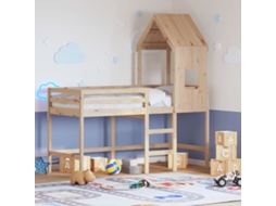 Cama Alta C/ Escada E Telhado 80x200 Cm Pinho Maciço
