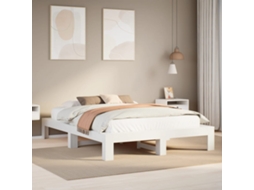 Cama Sem Colchão 140x200 Cm Madeira De Pinho Maciça Branco