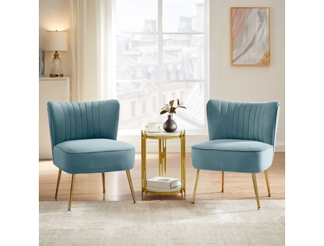 Conjunto de 2 poltronas de cocktail JUDITH veludo azul cinza