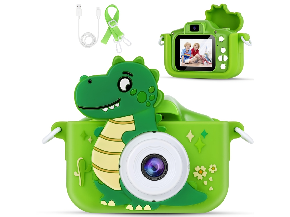 Câmera Digital Infantil 1080p Com Câmera Dupla E Função De Vídeo Verde Brilvibera