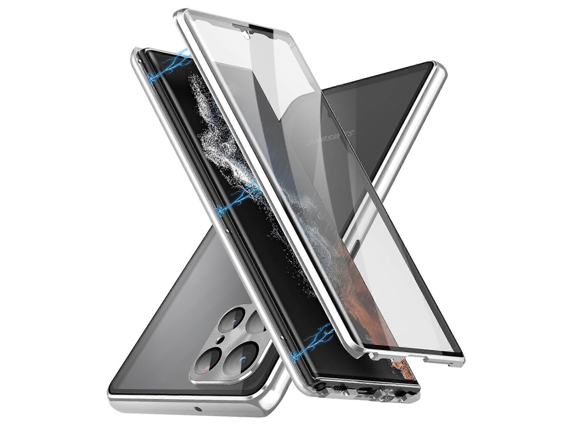 Capa De Celular Magnética De Metal E Vidro Temperado Para Samsung Galaxy S23 Ultra 5g Hd