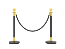 Postes Separadores Inox 96cm Base Preenchível Corda Veludo Preto