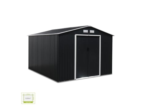 Abrigo de jardim metálico 8,95m² com kit de ancoragem, Antracite