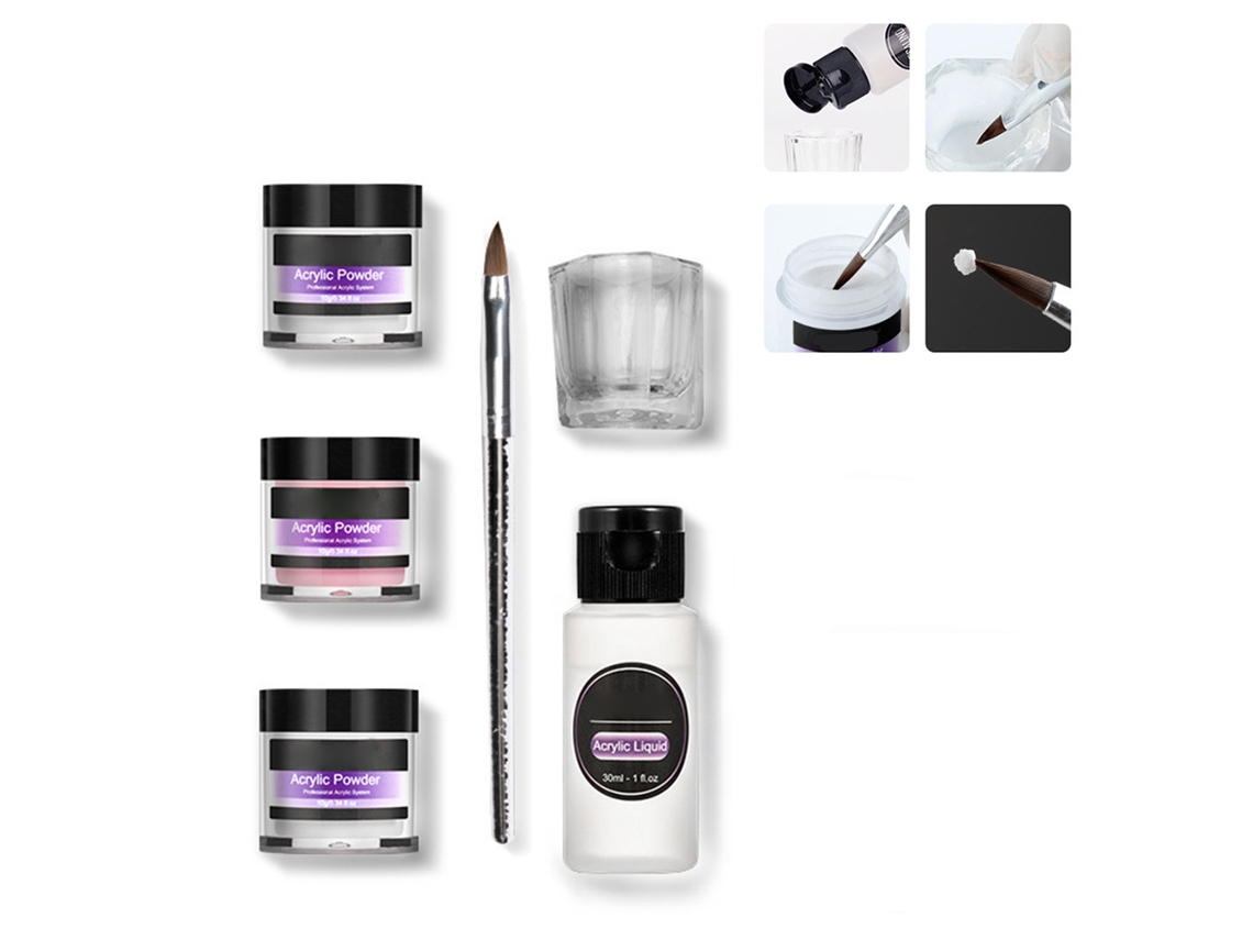 Kit de Esmalte Acrílico para Unhas: Conjunto para Arte nas Unhas com Esmalte Acrílico e Líquido