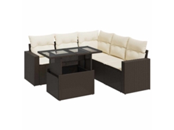 Conjunto de 6 Sofás Jardim com Almofadões Vime Pe Castanho MAISON EXCLUSIVE (80x200 cm)