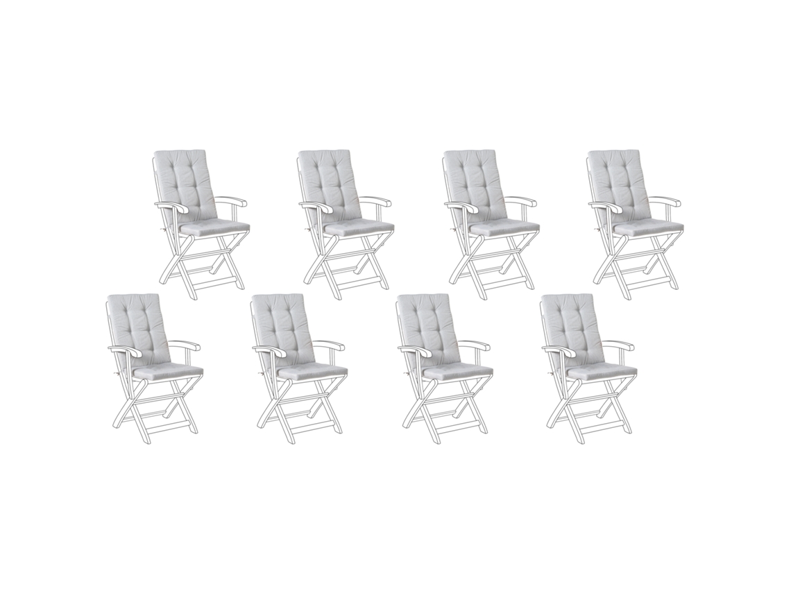 Conjunto De 8 Almofadas De Encosto/assento Maui Premium Cinzento Mesclado