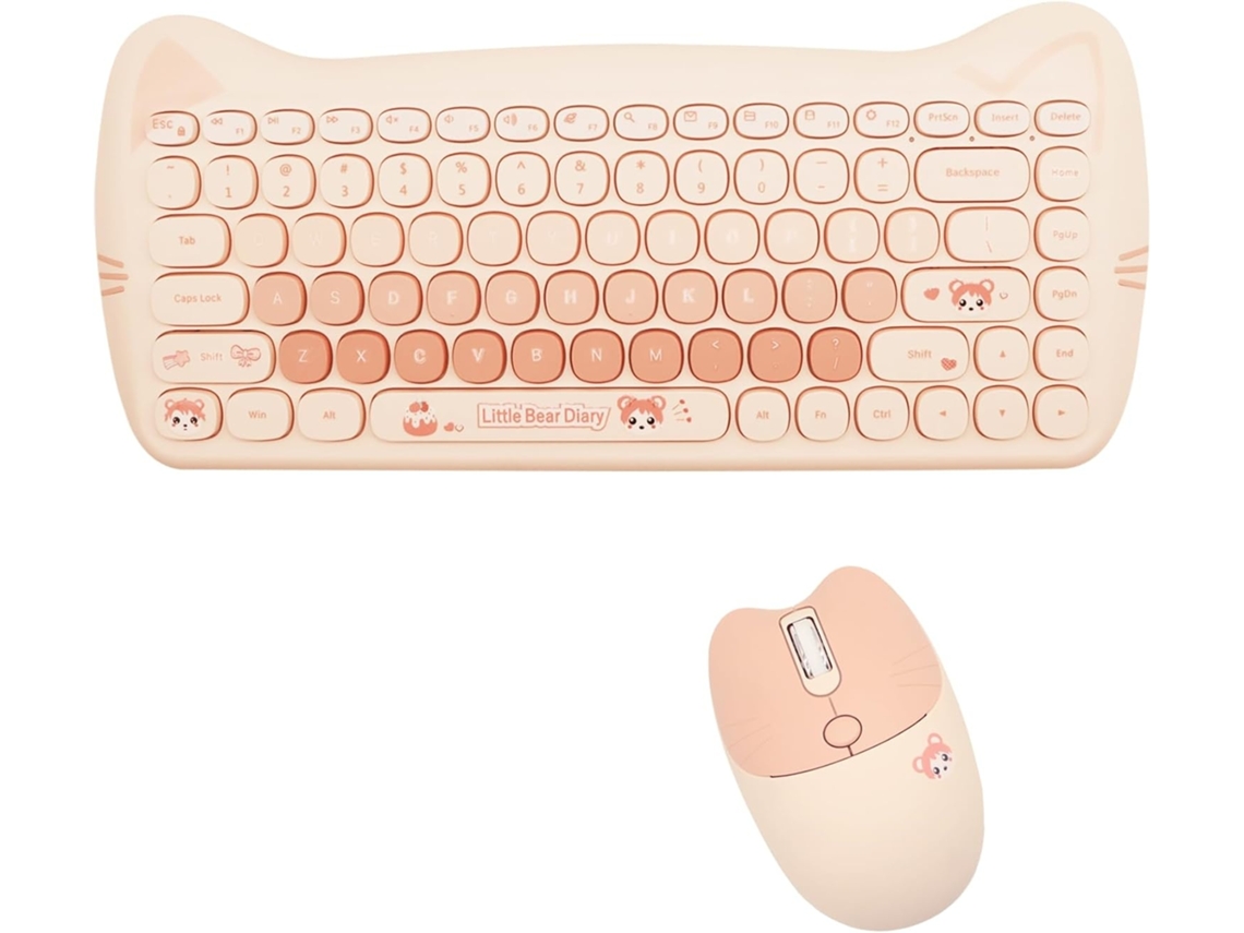 Lurelia Conjunto Teclado E Rato Sem Fios, 2.4g, Receptor Usb, Numérico, Retro