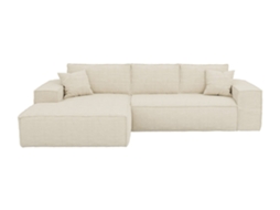 Sofá conversível de canto esquerdo expresso de veludo cotelê bege 140 cm cama Colchão de espuma viscoelástica de 14 cm DUNLOPILLO Amelia