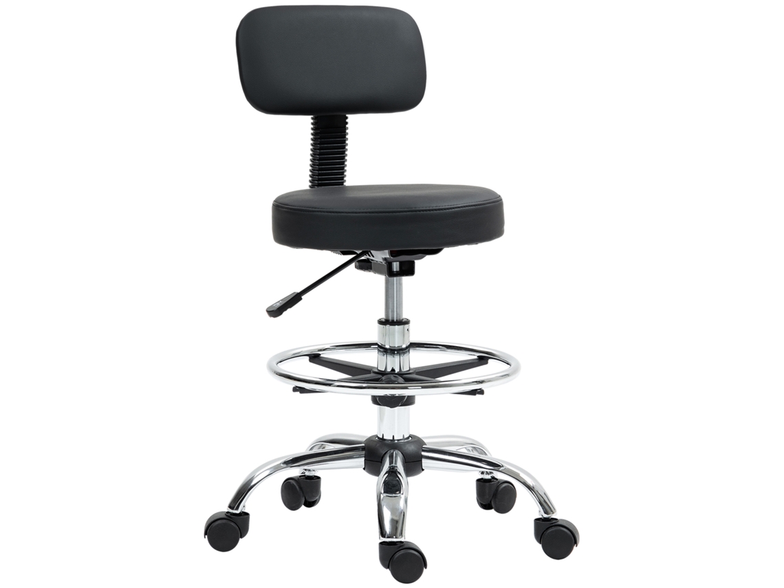 Cadeira Escritório Preta, Ergonômica, Apoio Pés, Couro.-mhy