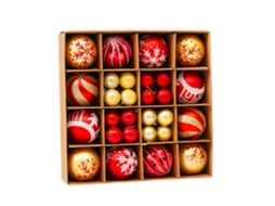 Decorações de Bolas de Natal, para Árvore com Cenas Natalinas, Vermelho e Dourado, Ergonômico, Uso Diário STELASPLEN