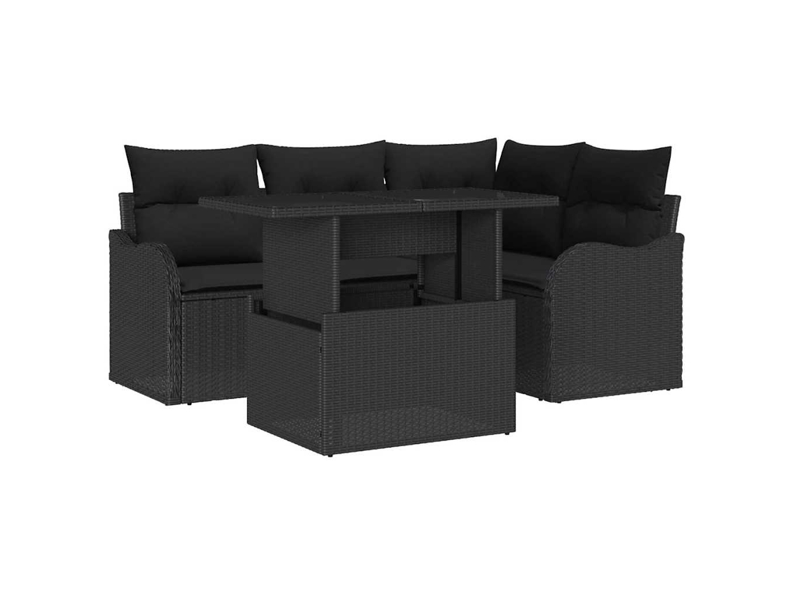 Maison Exclusive - Conjunto De Sofá De Jardim 5 Pcs Preto Rattan De Polipropileno