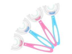 Kit com 4 Escovas de Dentes Infantis em Formato U Cabeça Silicone para Clareamento e Massagem. Escova Dente S Toda a Boca Ca GOKOCO
