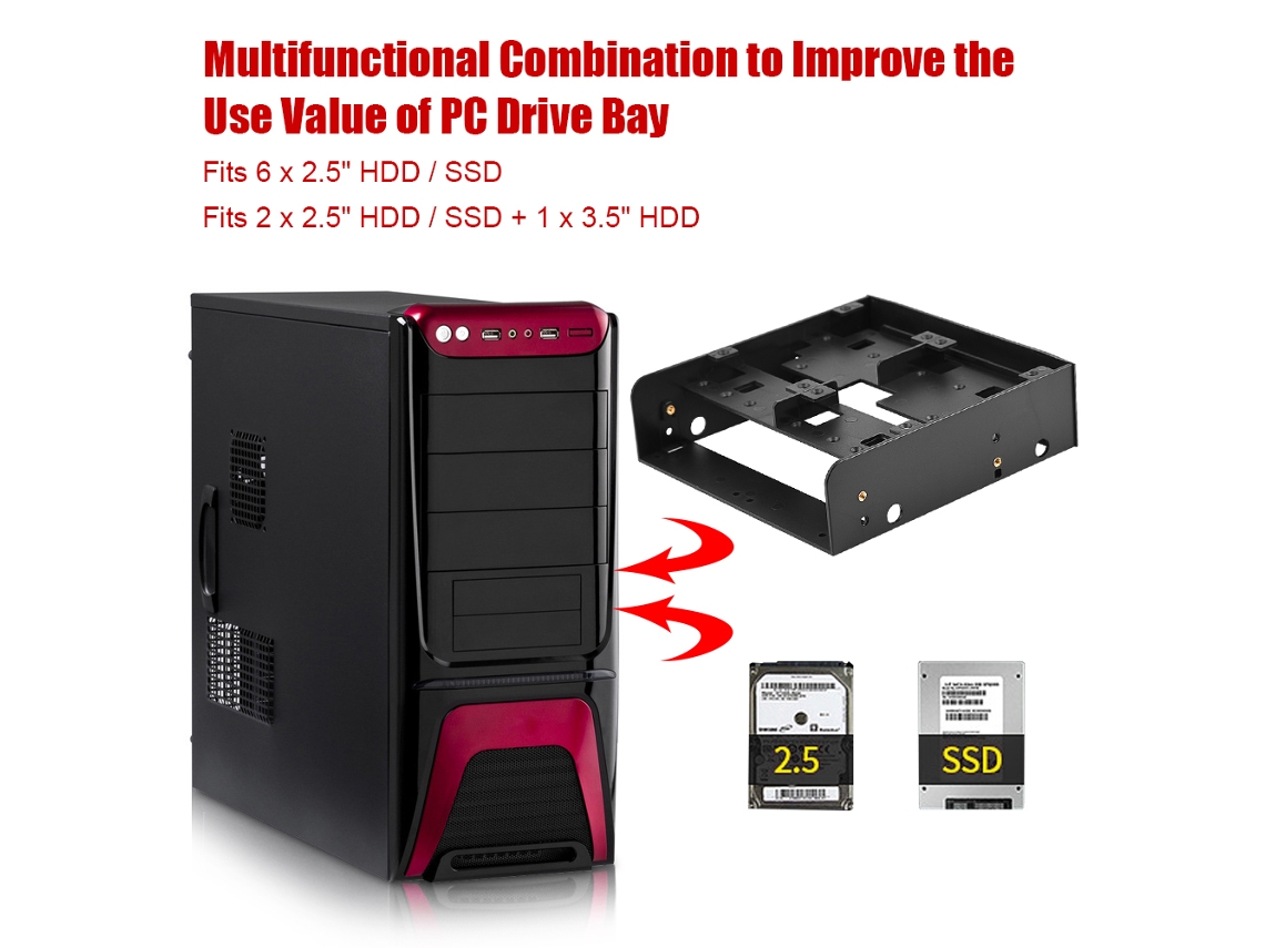 Oimaster 2.5/3.5 Hdd/ssd Para Suporte De Montagem Em Baia De Disquete 5.25