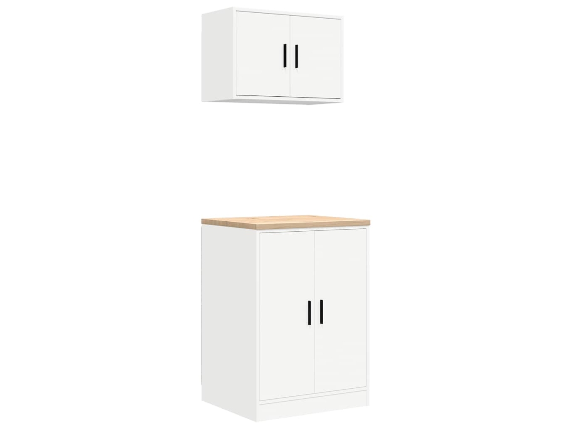 Conjunto 2 Armários de Garagem VIDAXL Derivados de Madeira Branco