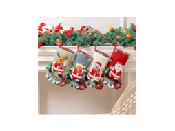 Grande Meia De Natal De Saco De Juta, Sacola De Presente De Natal Para Cerca, Adornos Para Árbol De Natal, Sacolas De Doces Igvtrade (4 Unidades)