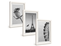 Composição De Quadros Rosa, Torre Eiffel, Roda-gigante Espelharte (3 Peças 20x30 Cm)