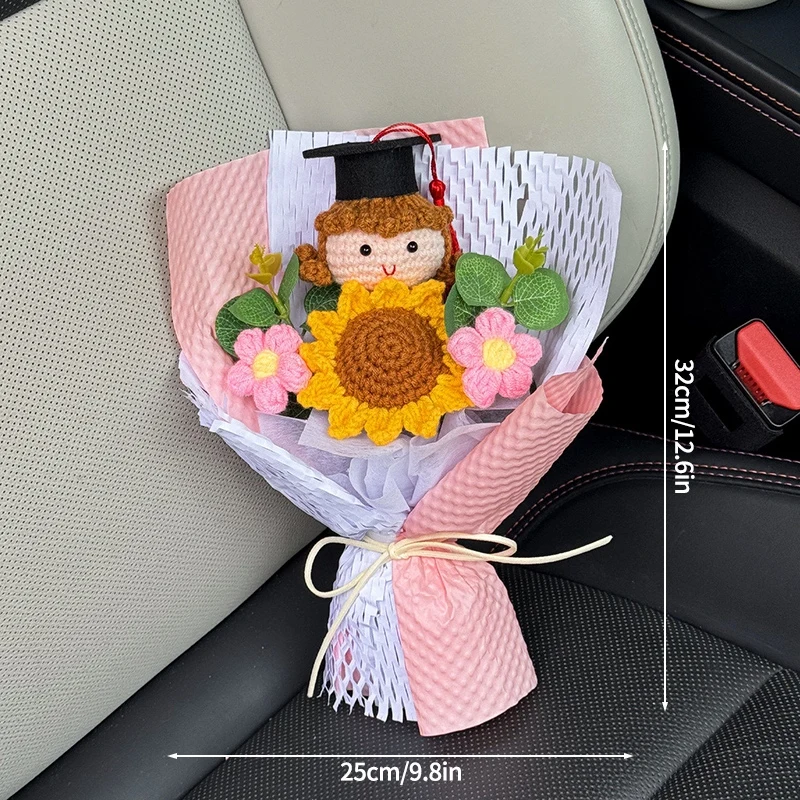 Buquês de Crochê, Buquês de Formatura, Flores Artificiais Trançadas, Presentes Decorativos MDUG