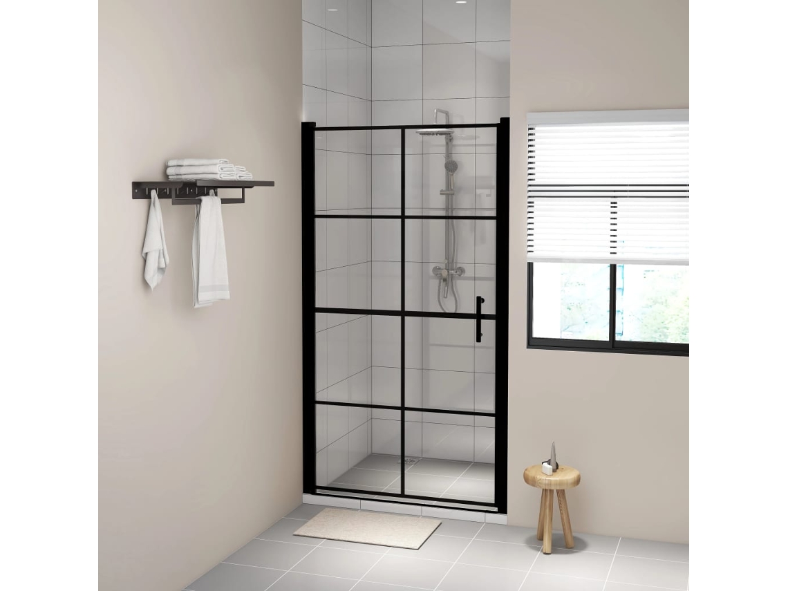 Vidaxl Portas De Chuveiro Vidro Temperado 100x178 Cm Preto