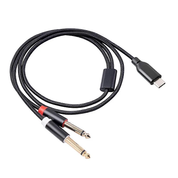 Cabo Estéreo De Áudio Usb, C Para Dois Cabos De 6, 35 Mm, Compatível Com Smartphones E Multimídia