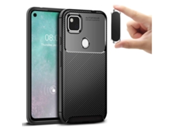 Capa Rugged Carbon Antichoque Suporte Magnético Multifunção Google Pixel 4A - Preto