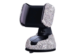 Suporte para telefone LINJOU com cristais, ajustável 360°, universal, com pedras brilhantes