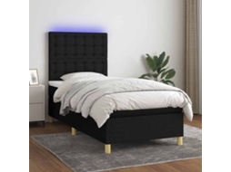 Vidaxl Cama Box Spring C/ Colchão E Led 90x190 Cm Tecido Preto