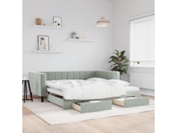 Vidaxl Sofá-cama C/ Gavetão E Gavetas 100x200 Cm Veludo Cinzento-claro