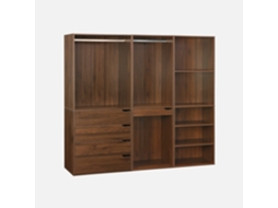Closet Modular Com Acabamento Em Madeira De 3 Módulos, Madeira De Nogueira