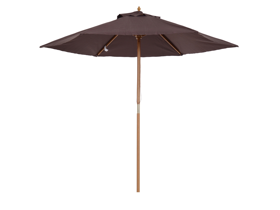 Guarda sol jardim 2,5x2,3m com 6 varas e manivela madeira e poliéster marrom DECORALAR TECH