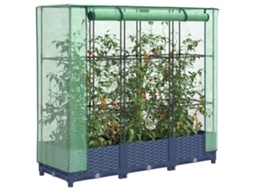 Vidaxl Canteiro Elevado com Cobertura para Estufa, Estilo Rattan, 120x40x123 Cm