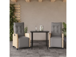 Vidaxl 3 Pcs Conj. Jantar Jardim C/ Almofadões Vime Pe Bege Misturado