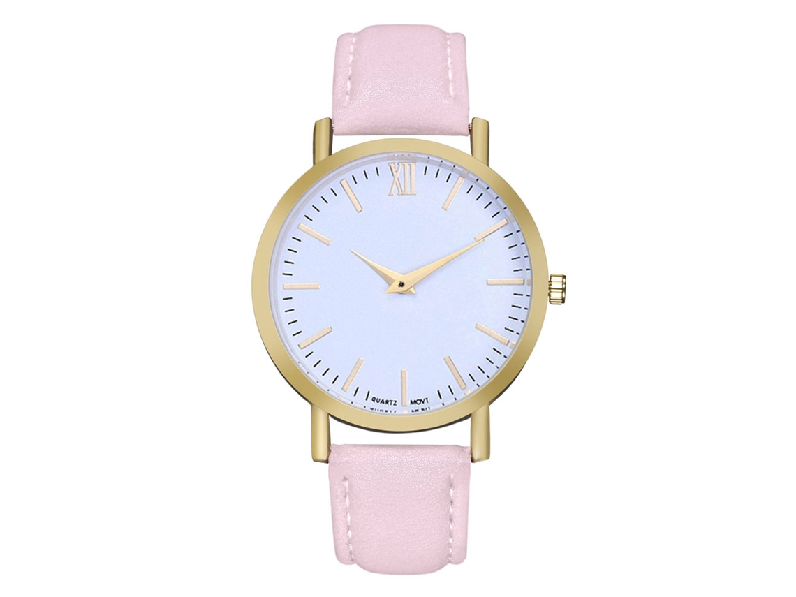 Relógio de pulso Zhoulianfa Simple Fashion Rosa Quartz com pulseira de PU para homens e mulheres.