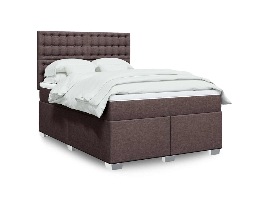 Vidaxl Cama Com Molas/colchão 140x190 Cm Tecido Castanho-escuro