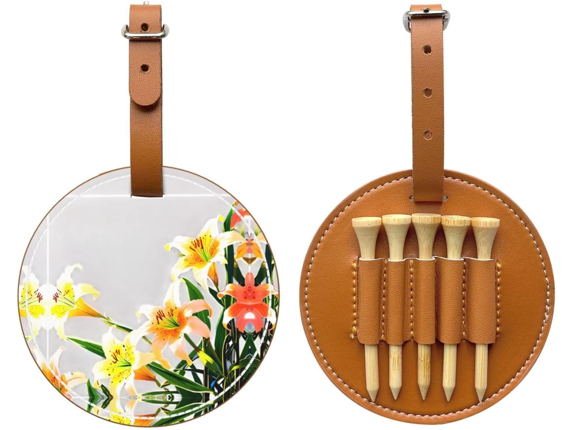 Bolsa para Tees de Golfe Bright Lilies, Preta Fácil de Transportar e Mais Eficiente para Jogar Golfe.