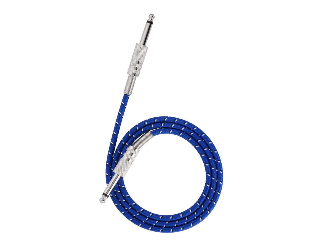 Cabo De Guitarra Mono Com Plug Reto 6.35mm Macho Para Instrumentos Elétricos 1m