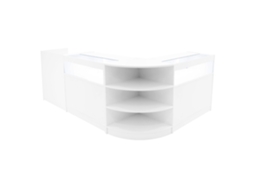 Conjunto de Balcões Comerciais Sagittarius | Branco | LM60 2xB900 TB60 | MDF e Vidro Temperado | Prateleiras MonsterShop