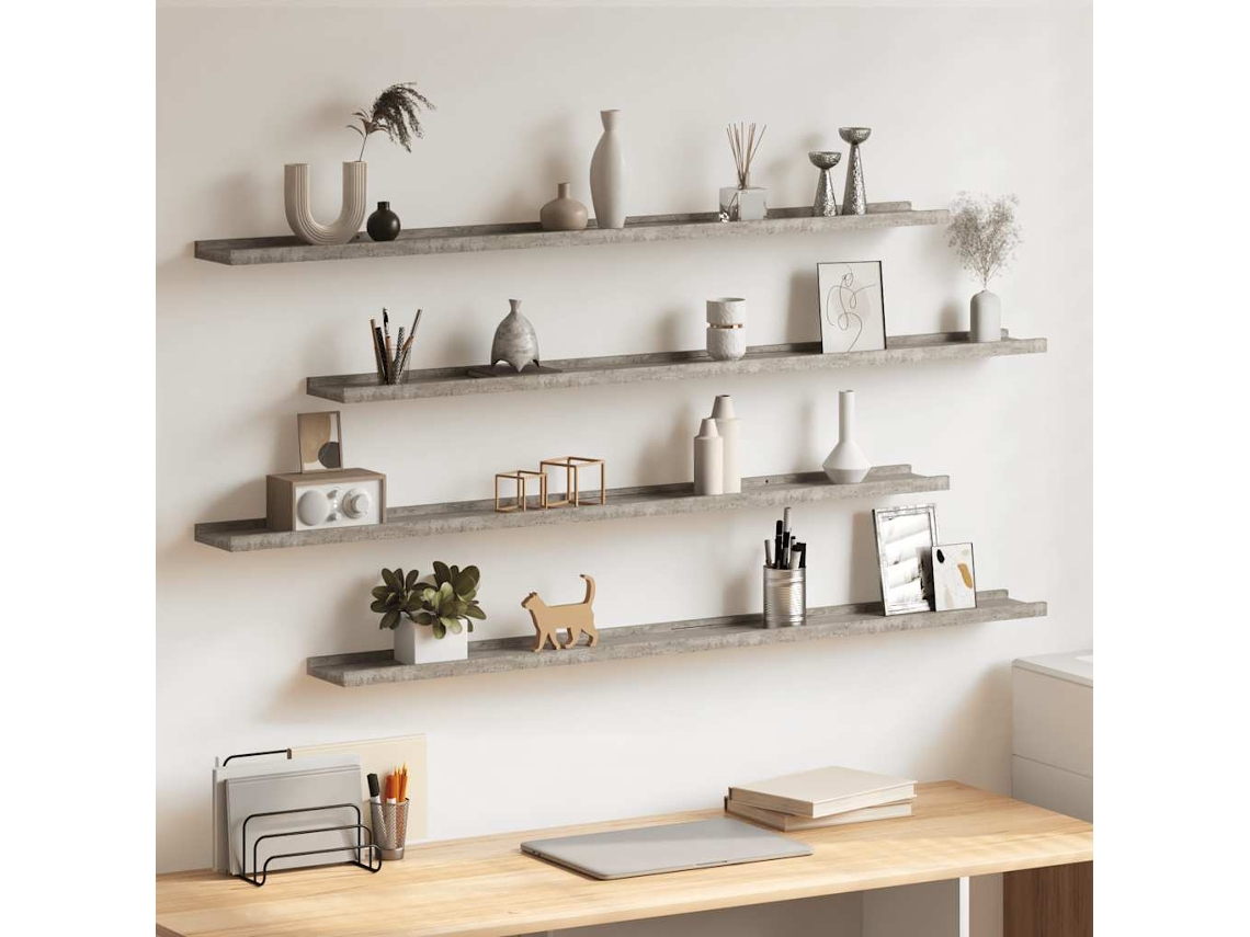 Vidaxl Prateleiras De Parede 4 Pcs 115x9x3 Cm Cinzento Cimento
