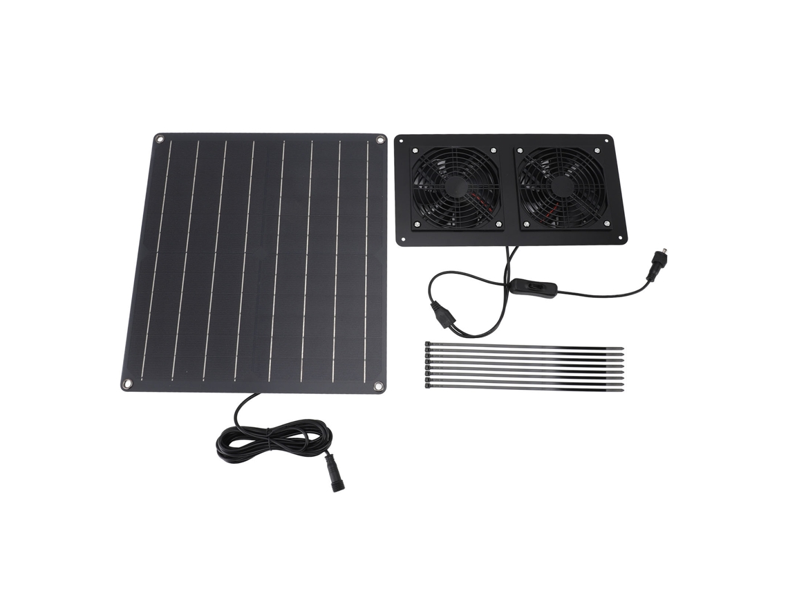 Kit De Ventilação Solar 12v 20w Painel Solar Com Interruptor