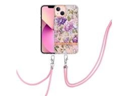 Capa Para Iphone 15 Plus Da Série Flores E Plantas Em Tpu Com Cordão.