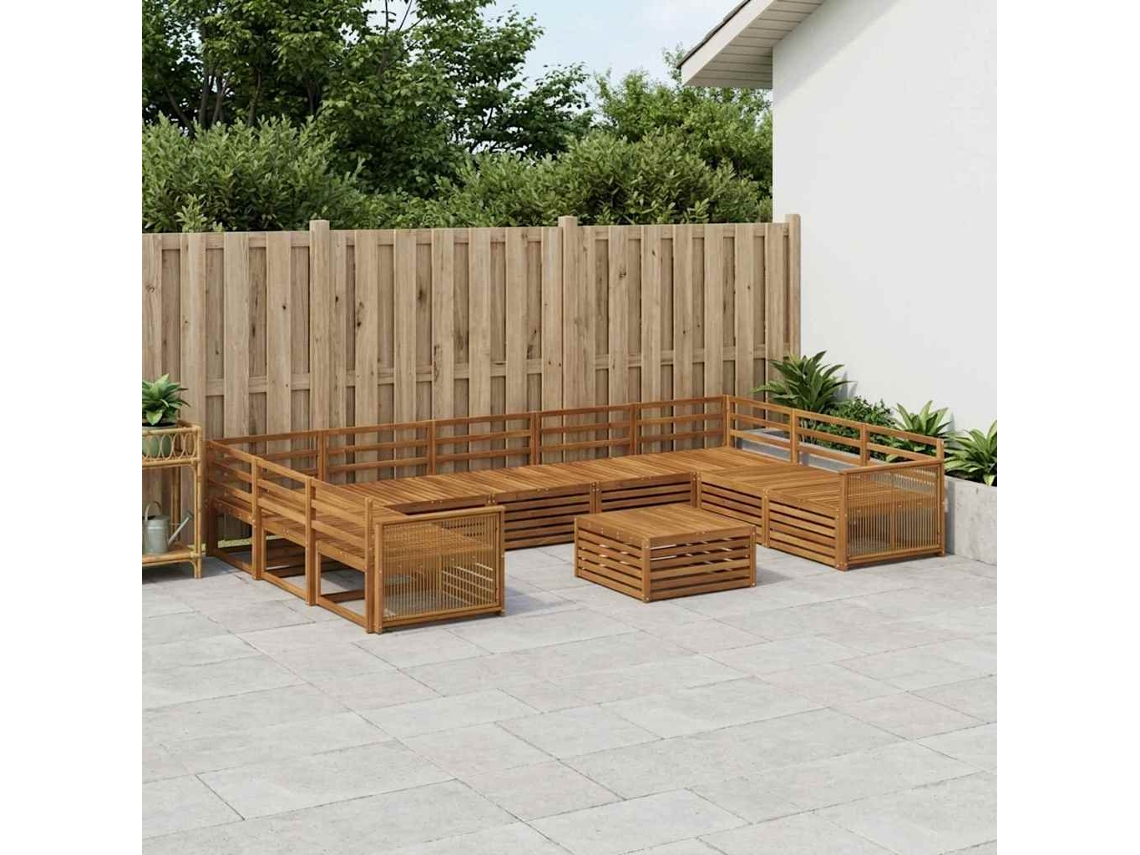 Vidaxl Conjunto De Sofás Para Exterior 10 Unid. Natural