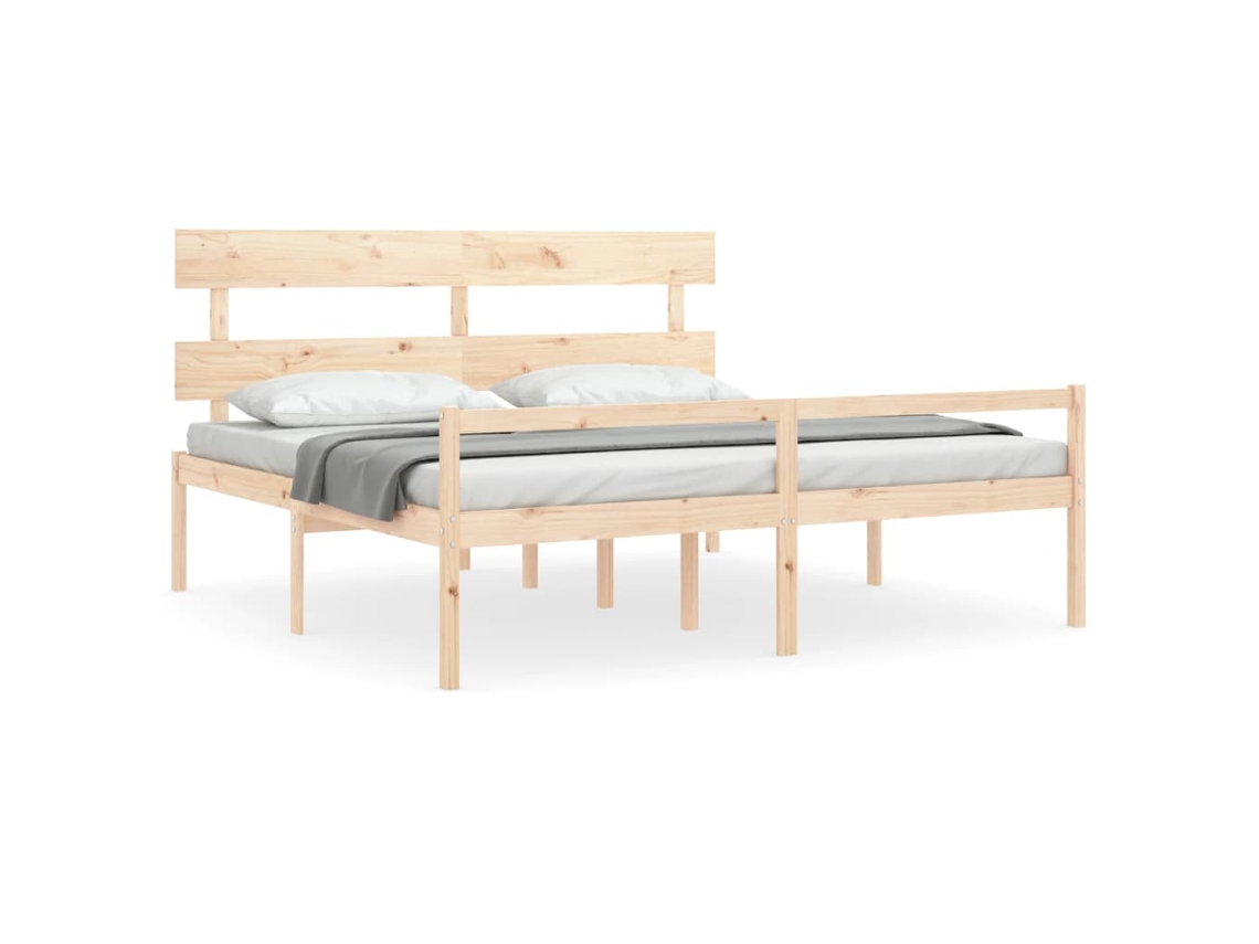 Cama para Idosos com Cabeceira em Madeira Maciça 200x200 cm MAISON EXCLUSIVE