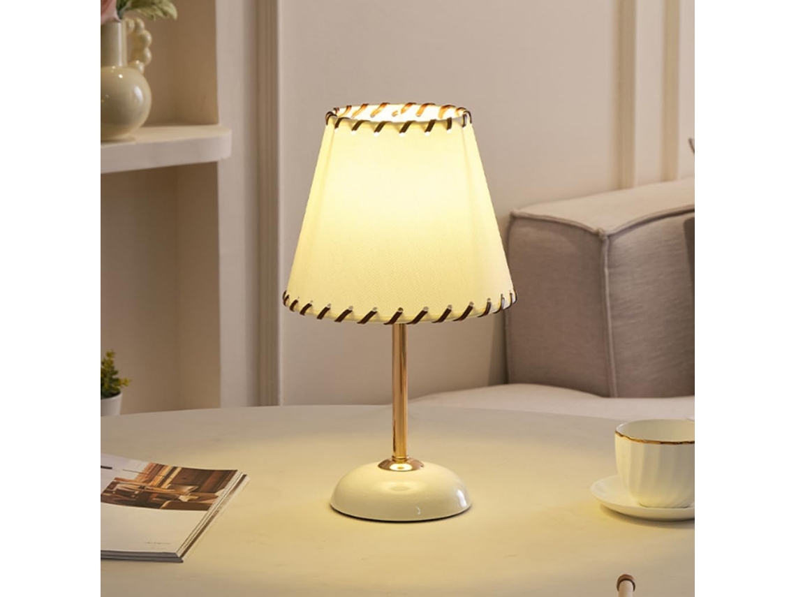 Abajur De Mesa Retrô Americano, Luminária De Cabeceira Em Ferro E Tecido, Com Intensidade Regulável, 3 Cores, 35cm De