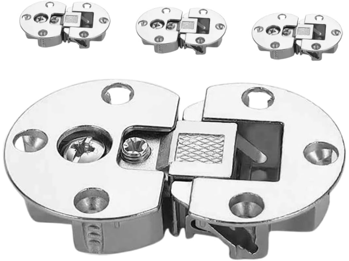 Conjunto De 4 Dobradiças Ajustáveis Embutir Com Acabamento Prateado,