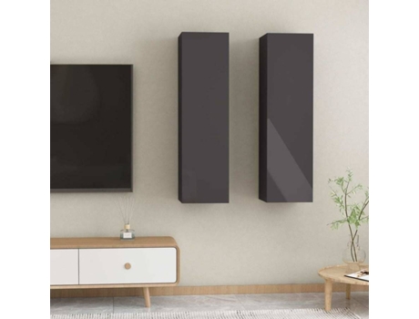 Móveis de TV 2 pcs 30,5x30x110cm contraplacado cinza brilhante