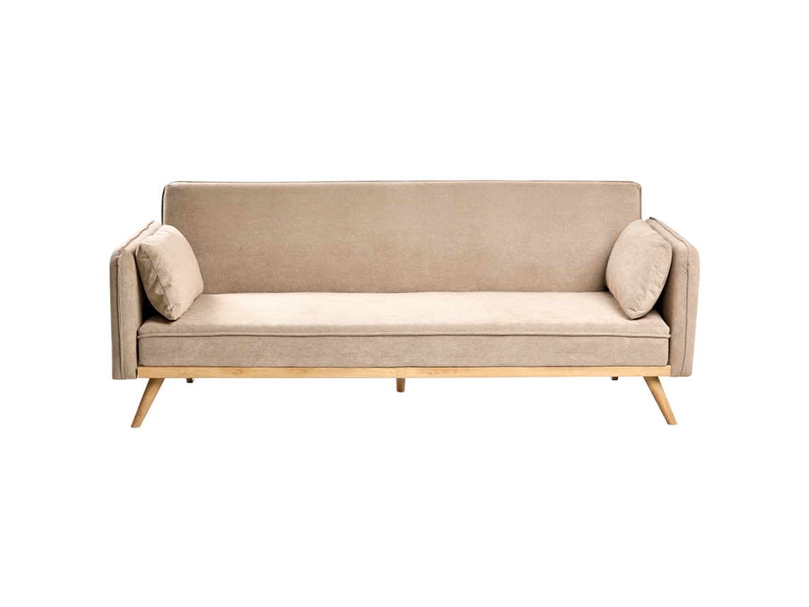 Sofá-cama BELIANI Asaa de Tecido Castanho Claro 205x80x76