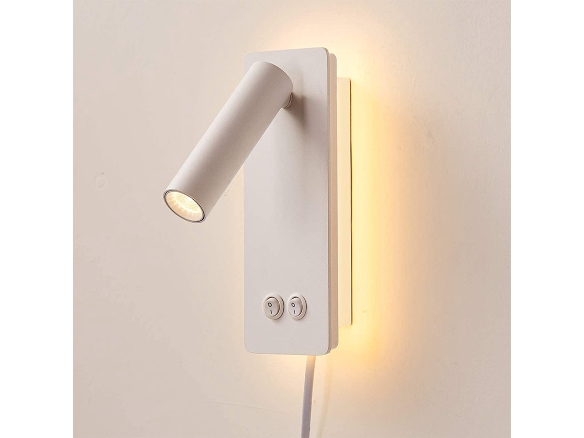 Luminária De Parede Led Com Interruptor,porta Usb E Iluminação Ambiente Para Quarto - Branco