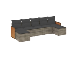 Conjunto de 7 Sofás para Jardim com Almofadões Vime Pe Cinzento MAISON EXCLUSIVE (7 pcs)
