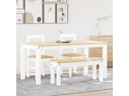 Vidaxl 4 Pcs Conjunto De Jantar Panama Madeira Pinho Maciça Branco